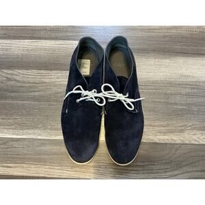 Salvatore Ferragamo Men Lace Up Rico Chukka Boot 11 EEE Navy Blue Suede Designer